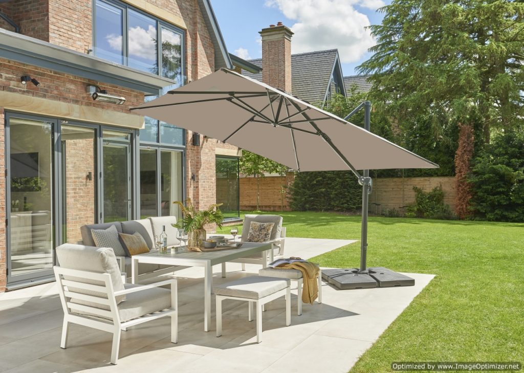 Royce Executive Standard Soft Grey & Cover Cantilever Parasol Patio Life