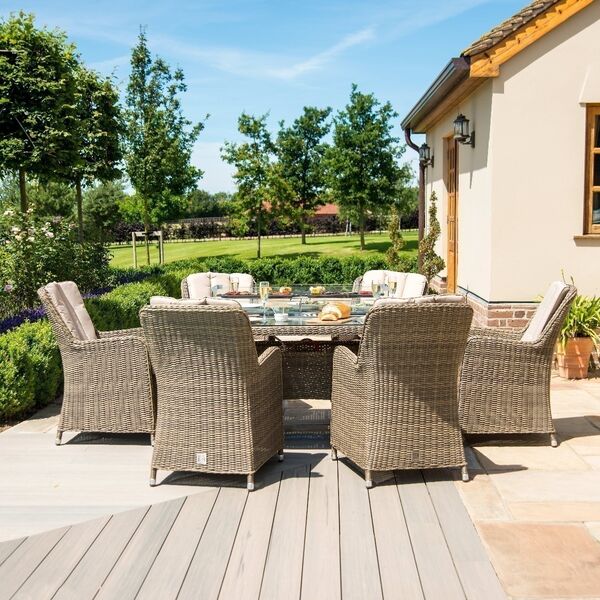 Winchester 6 Seat Oval Fire Pit Dining Set with Venice Chairs - Image 2