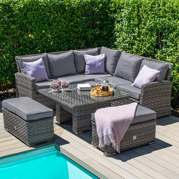 Victoria Square Corner Bench Set with Rising Table