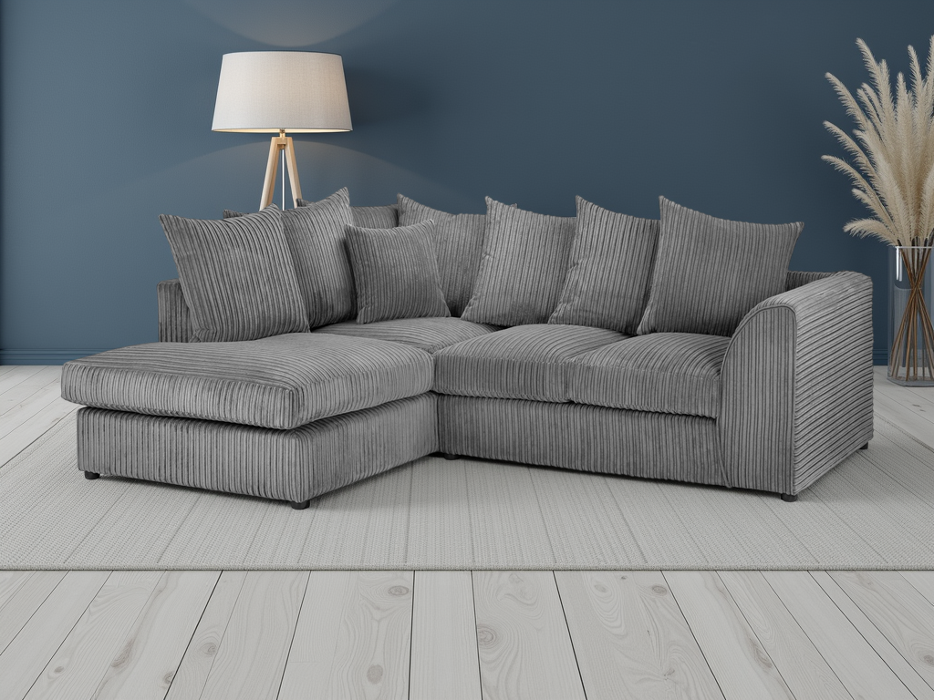 Harley Jumbo Sofa Grey Left Hand Facing Corner