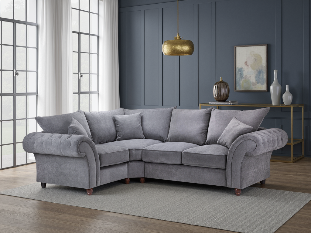 Windsor Fullback Sofa Grey Left Hand Facing Corner