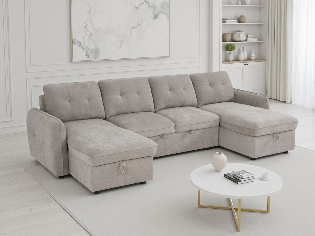 Moscow Sofabed Beige U Shape Corner