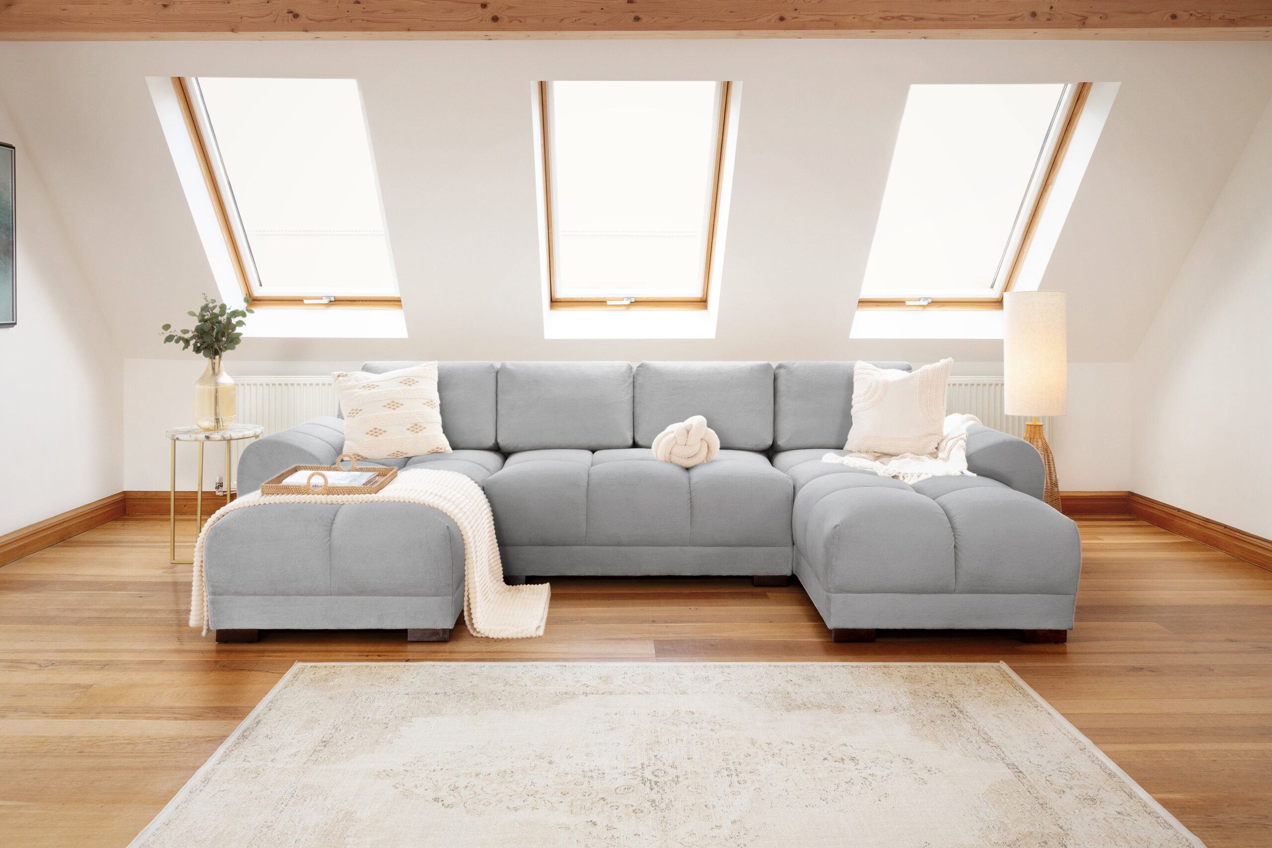 Azzuro Sofa Grey U Shape Corner - Image 2