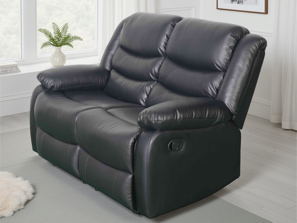 Conrad Manual Recliner Sofa Black 2 Seater - Image 2