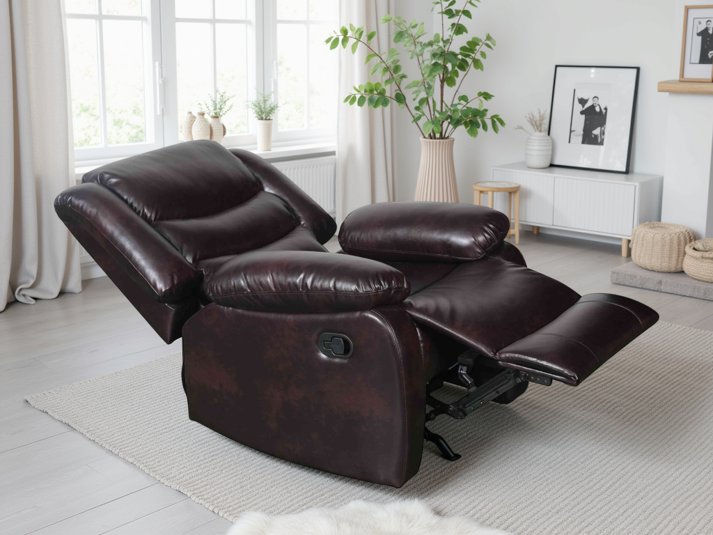 Conrad Manual Recliner Sofa Brown Armchair - Image 3