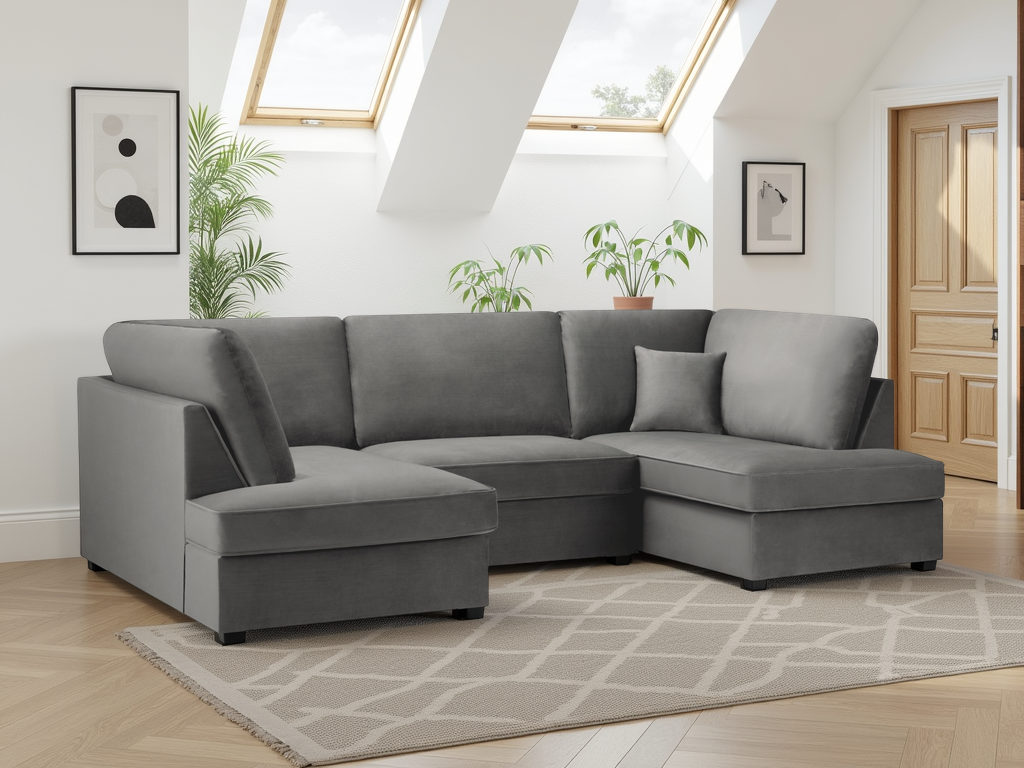 Carnaby Sofa Plush Grey U Shape Corner - Image 3