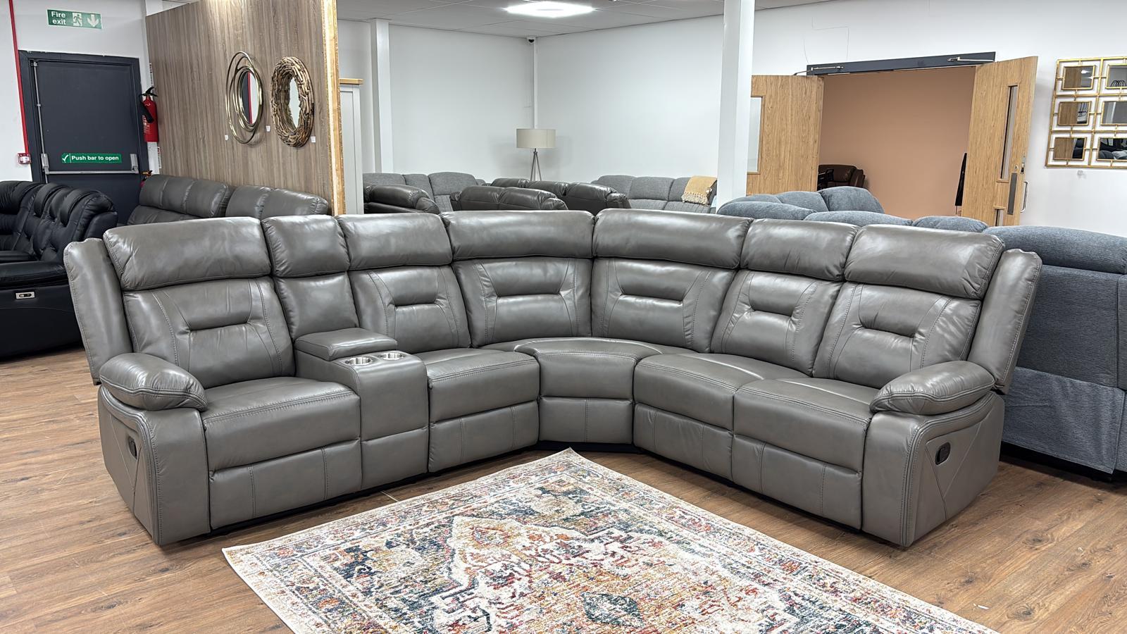 Novie Recliner Sofa Grey Large Corner