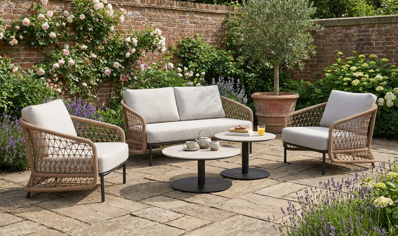 PEAKDALE - Open weave 2 Seater Sofa Set with double coffee tables - Image 2