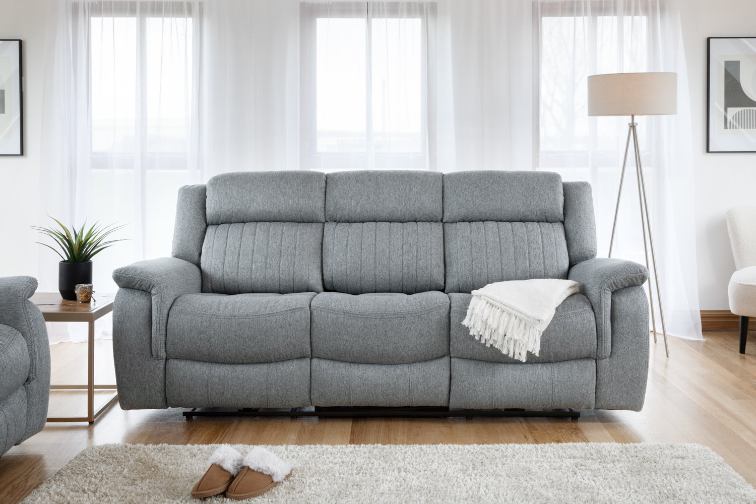 Linden Electric Recliner Sofa Grey 3 Seater