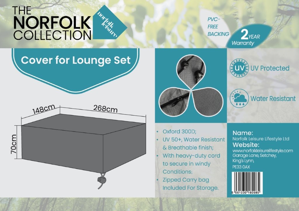 Cover Easton 3 Seater Lounge - L268cm x W148cm x H70cm