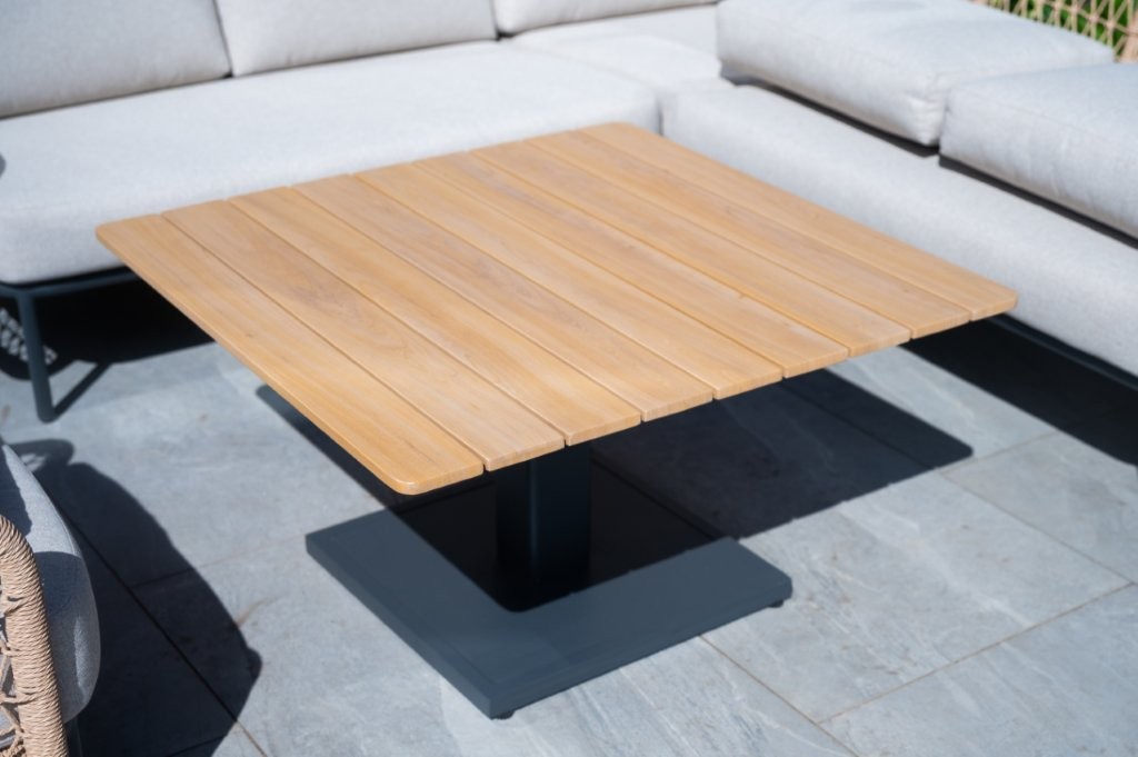 PEAKDALE - Open weave mini corner with arm chair and gas height adjustable table