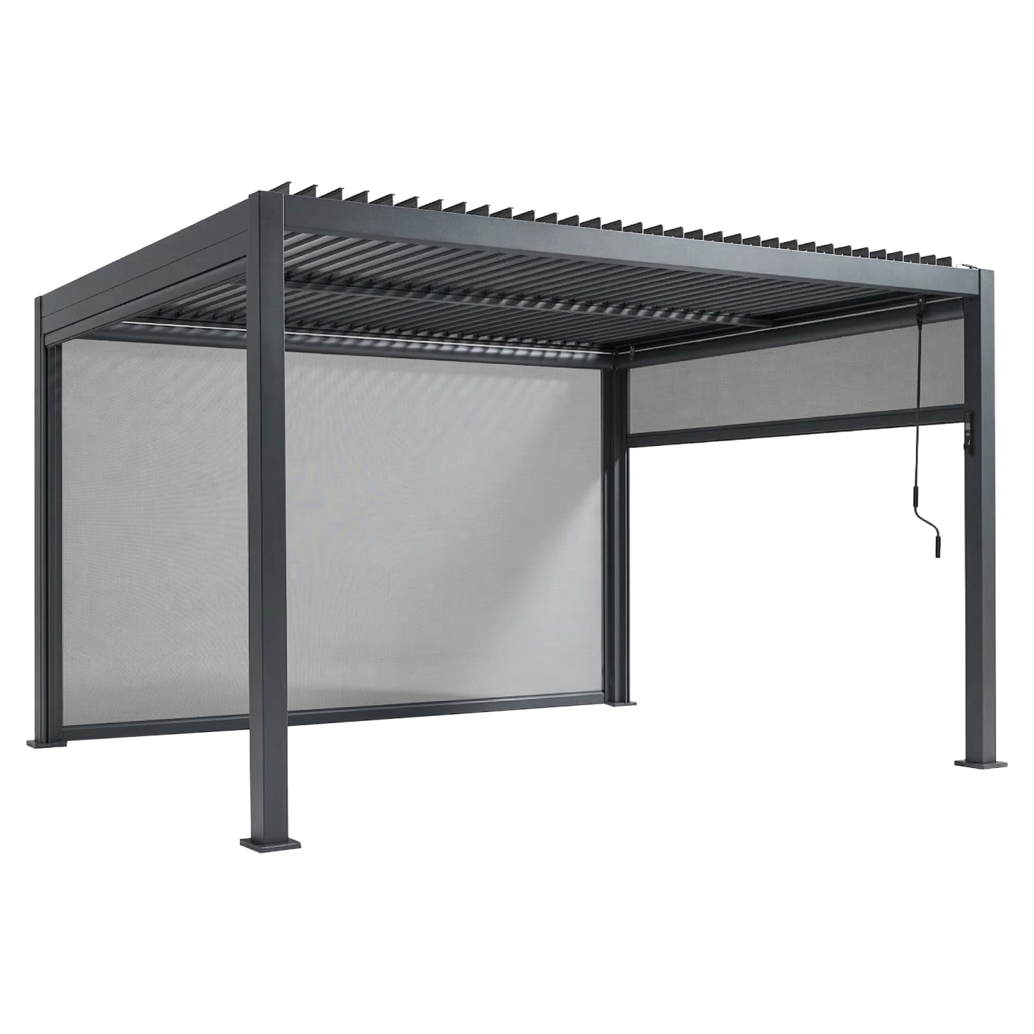 Nexus Pergola Bundle - Grey Aluminium 3m x 4m with LEDs and 3 Screens
