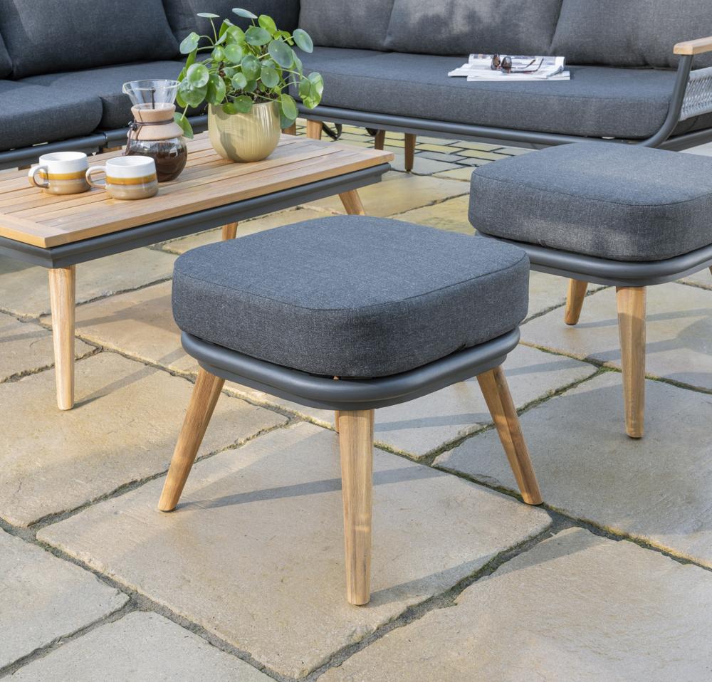 Kimora Corner Set with Grey Fabric Cushion