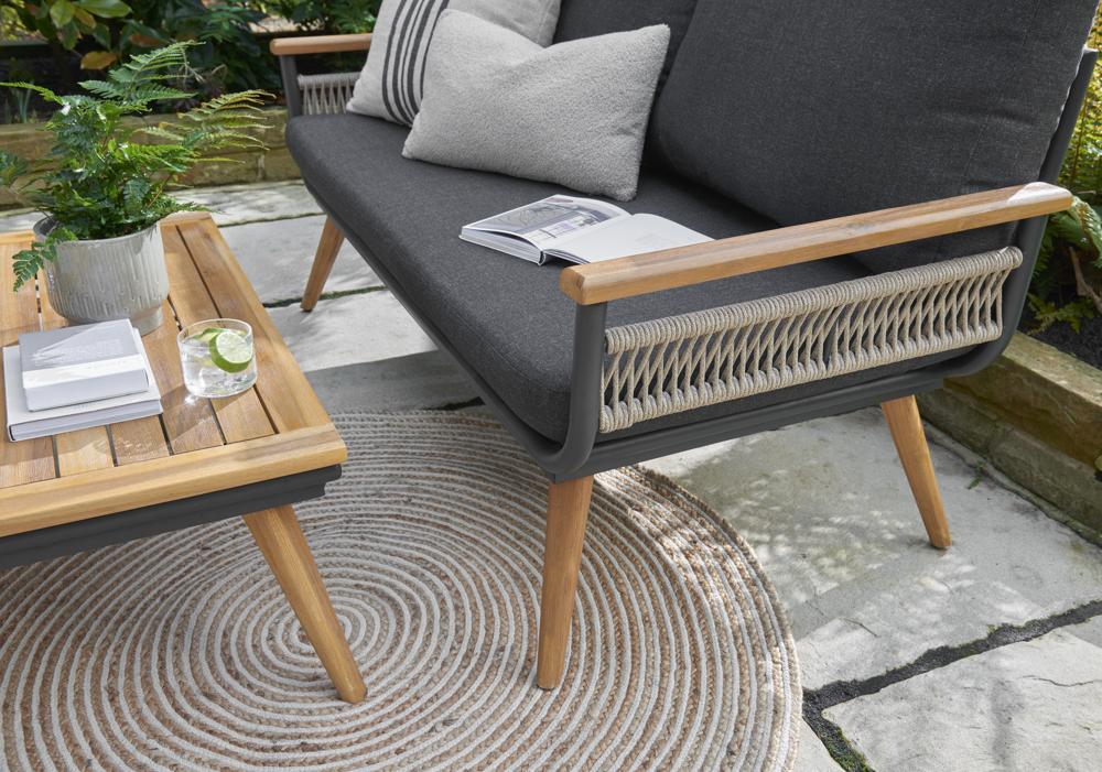 Kimora 4 Seat Lounge set with Grey Fabric Cushion
