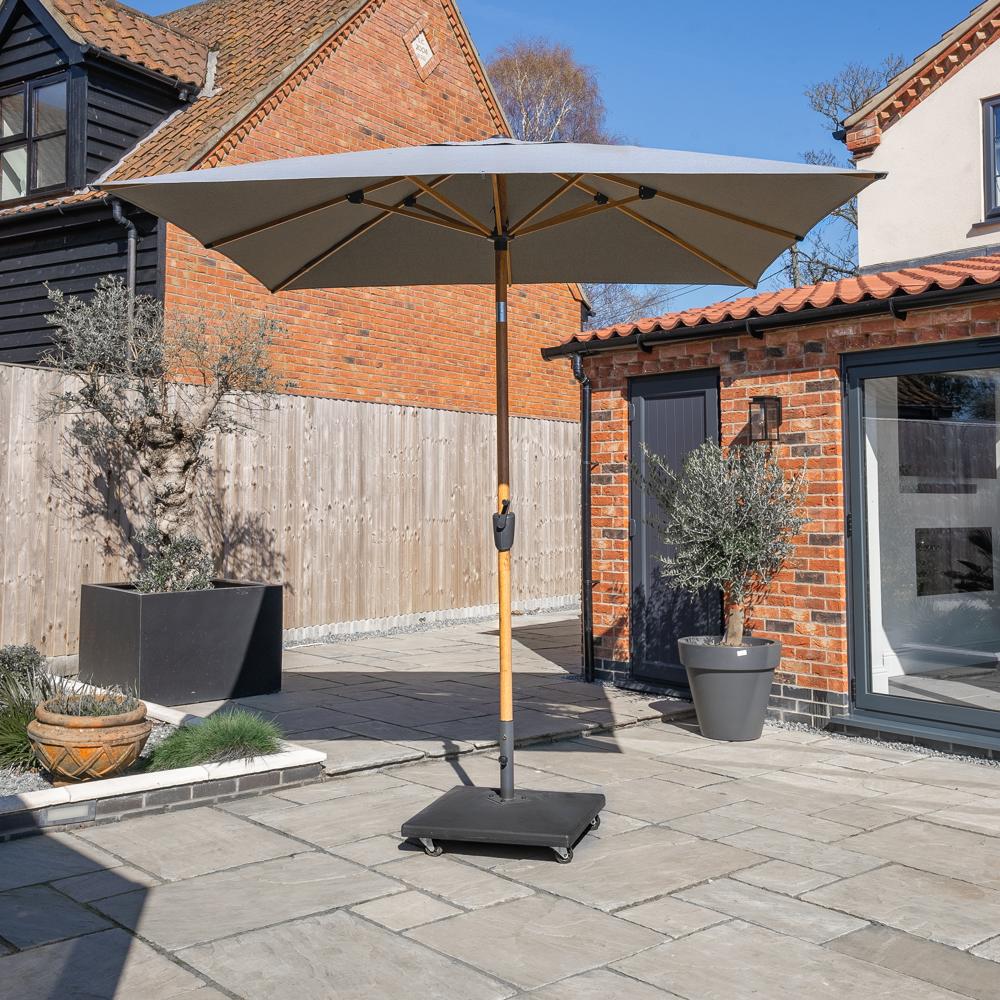 Royce Premium 2.5m Square Parasol LED - Wood Look Frame - Novasun™ SMOKE GREY Canopy & Cover