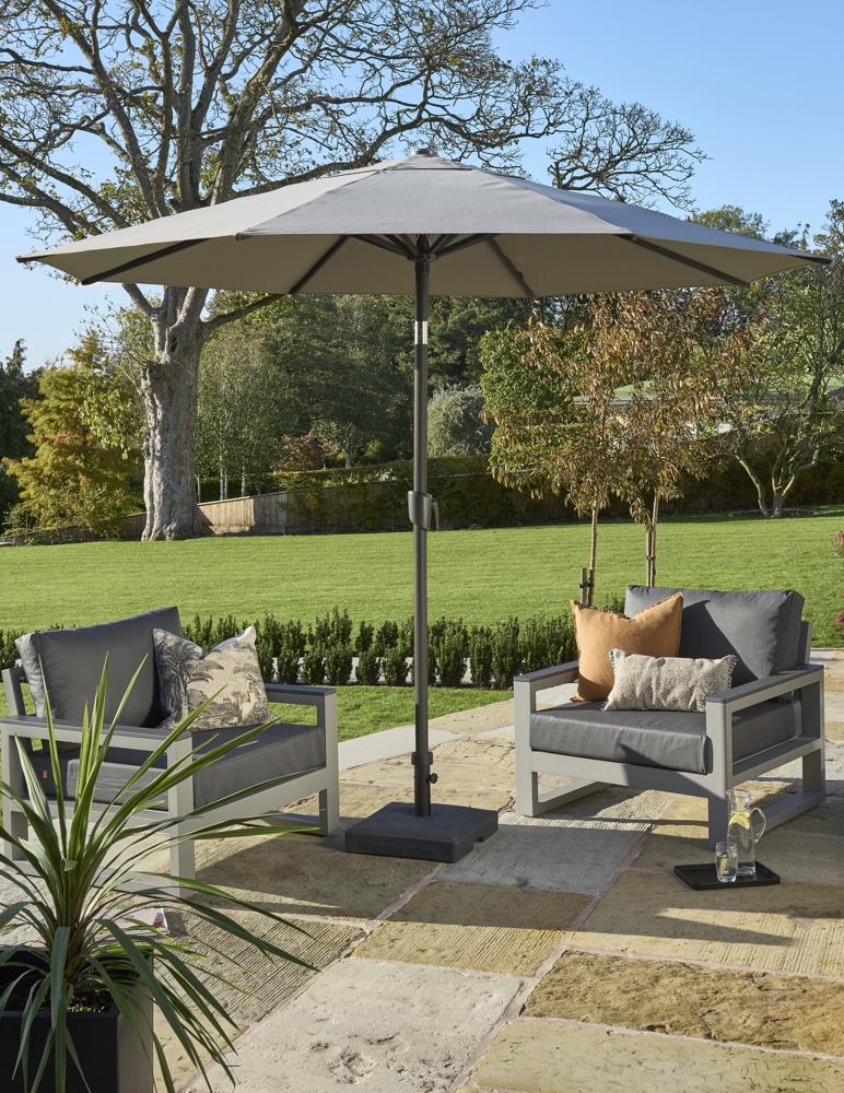 Royce Premium 3m Round Parasol LED - Anthracite Frame - Novasun™ CARBON Canopy & Cover