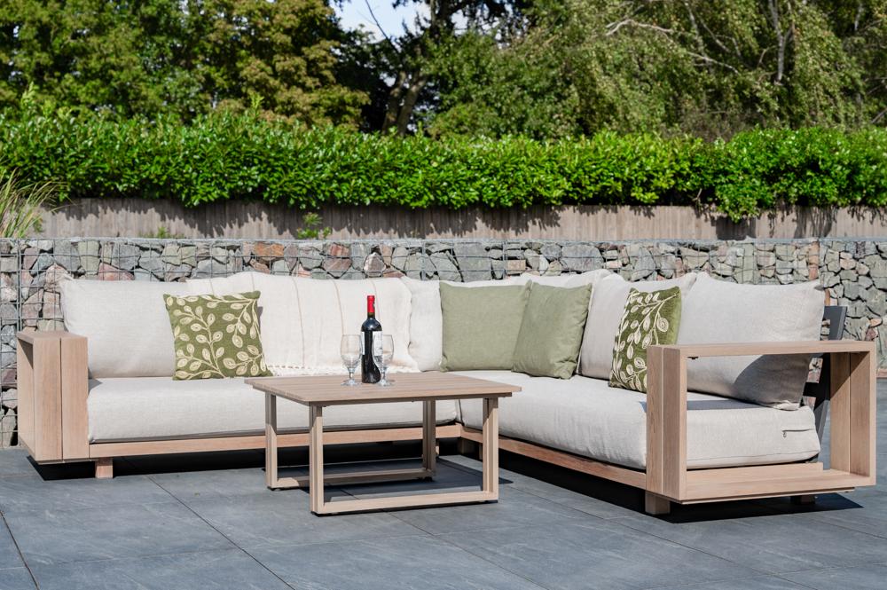 DARLINGTON - Woodlook Aluminium Corner Set with Coffee Table