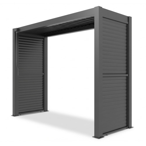 Como Free Standing BBQ Shelter with LED Lights - Side Louvre and Blind - Grey