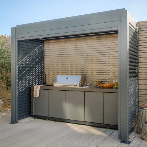 Eden Aluminium BBQ Shelter 3m x 1.4m Pergola - Grey