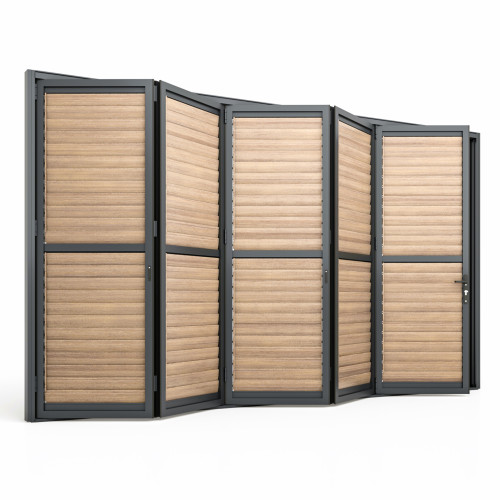 Eden Pergola Wood Effect Bi Folding Louvre Door 368x222