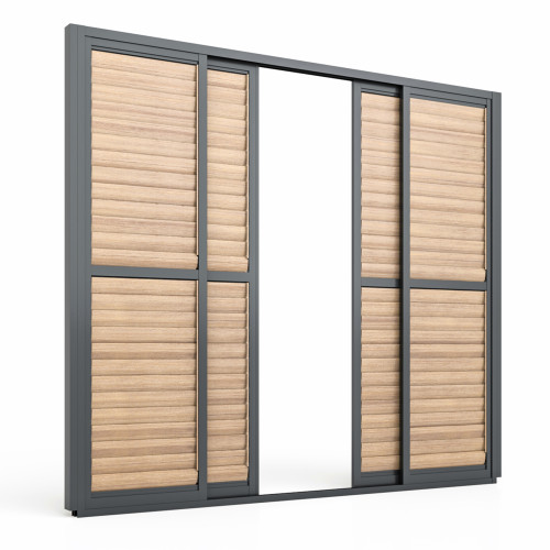 Eden Pergola Wood Effect Sliding Louvre Panel Door 262x222 (Right Hand)