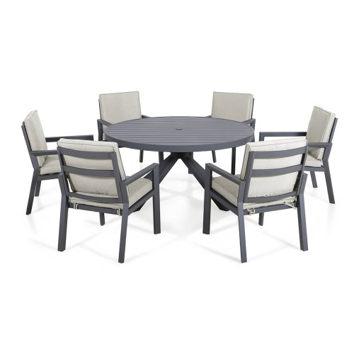 New York 6 Seat Round Dining Set / Dove Grey