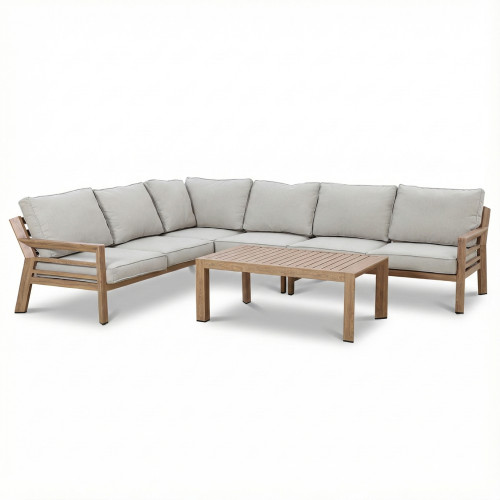 New York Corner Sofa Set - Wood Effect