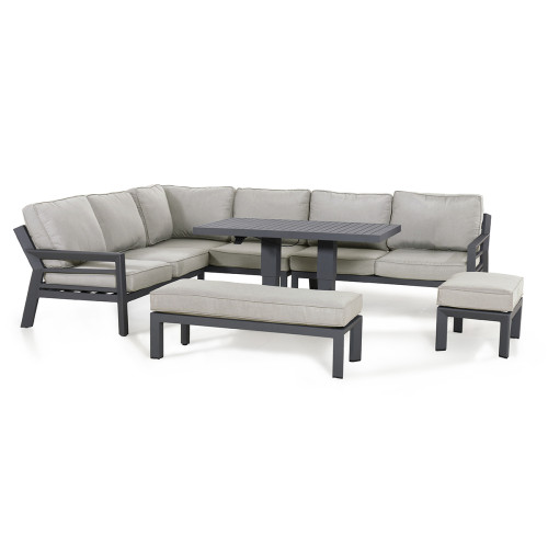 New York Corner Dining Set with Rising Table / Dove Grey