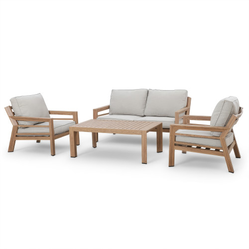 New York 2 Seat Sofa Set - Wood Effect