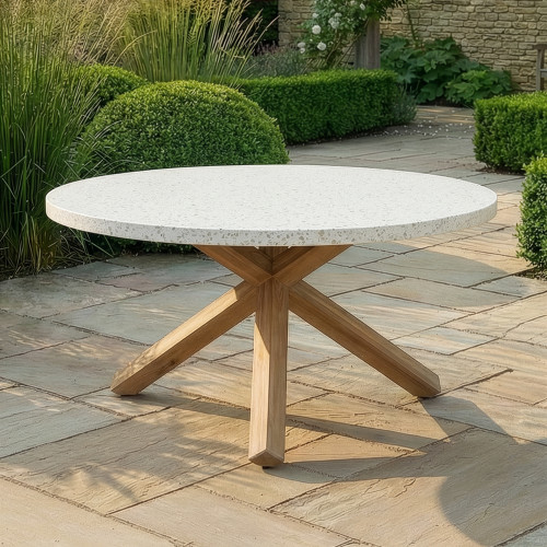 Antigua 6 Seat Round Dining Table with Terrazzo Top