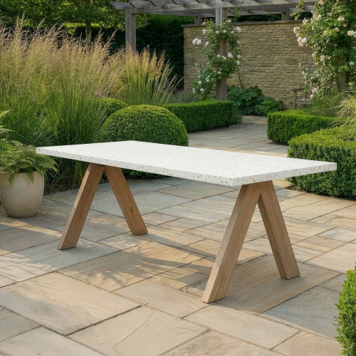 Antigua 8 Seat Rectangular Dining Table with Terrazzo Top