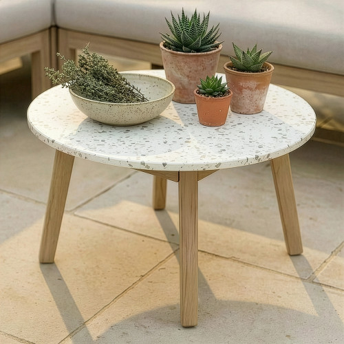 Antigua Large Round Coffee Table - with Terrazzo Top