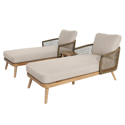 New Bali Double Sunlounger Set - Sandstone