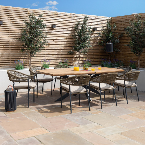 New Bali 8 Seat Oval Dining Set - Sandstone