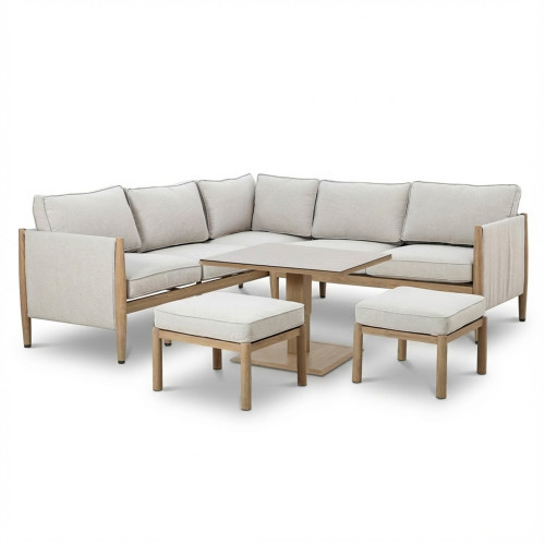 Burford Small Corner Dining Set With Rising Table - with SeasonSure Cushions - Almond