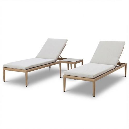 Burford Sunlounger Set with Side Table and SeasonSure Cushions- Almond