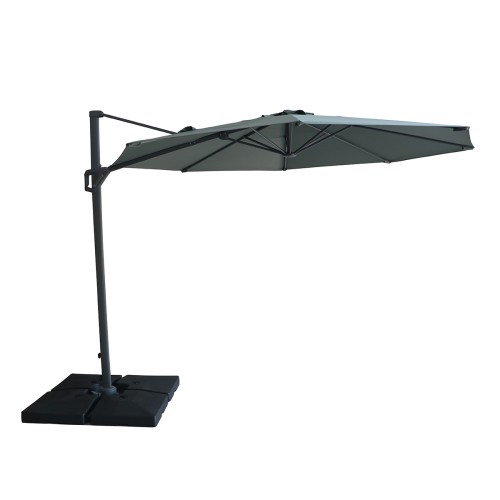 Helios 3m Round Rotating Cantilever Parasol With Base - Oil Green
