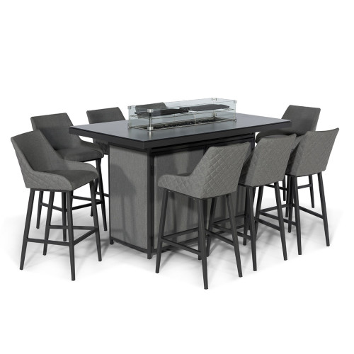 Regal 8 Seat Rectangular Fire Pit Bar Set / Flanelle