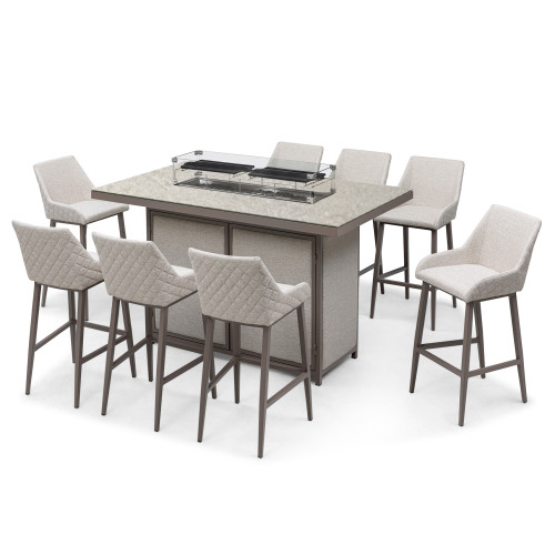 Regal 8 Seat Rectangular Fire Pit Bar Set - Latte