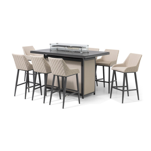 Regal 8 Seat Rectangular Fire Pit Bar Set / Oatmeal