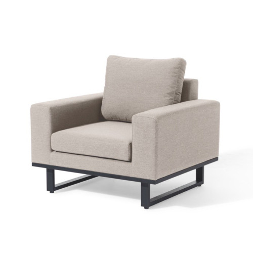 Ethos Grande Corner Set With Round Footstool Coffee Table & Armchair x2 - Flanelle
