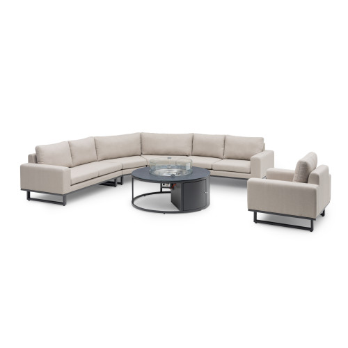 Ethos Grande Corner Set With Round Fire Pit Table & Armchair - Oatmeal
