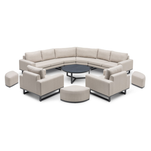 Ethos Grande Corner Set With Round Footstool Coffee Table & Armchair x2 - Oatmeal