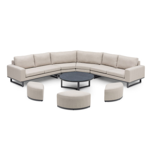 Ethos Grande Corner Set With Round Footstool Coffee Table - Oatmeal