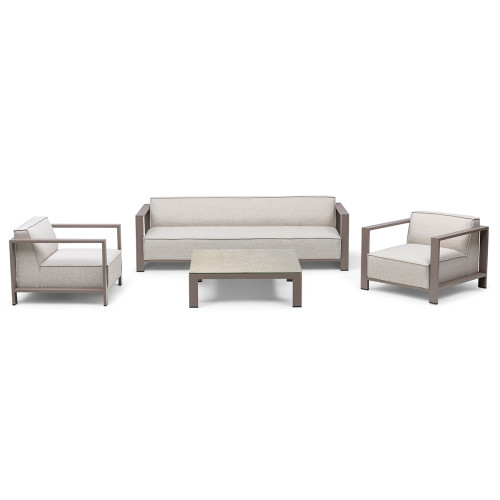 Ibiza 3 Seat Sofa Set With Square Coffee Table - Latte