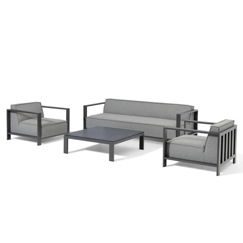 Ibiza 3 Seat Sofa Set With Square Coffee Table - Zinc Grey