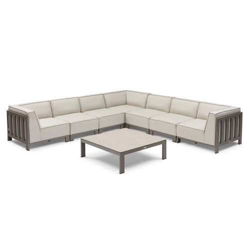 Ibiza Large Corner Sofa Set With Square Coffee Table - Latte