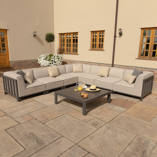 Ibiza Large Corner Sofa Set With Square Coffee Table - Oatmeal