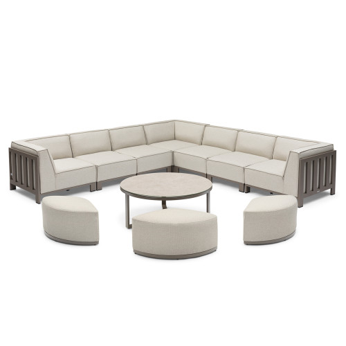 Ibiza Large Corner Sofa Set With Round Coffee Table - Latte