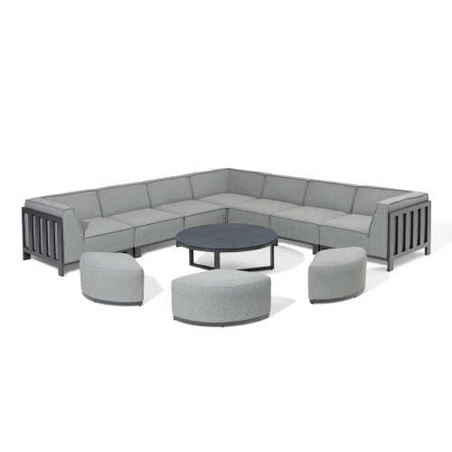 Ibiza Large Corner Sofa Set With Round Coffee Table - Zinc Grey